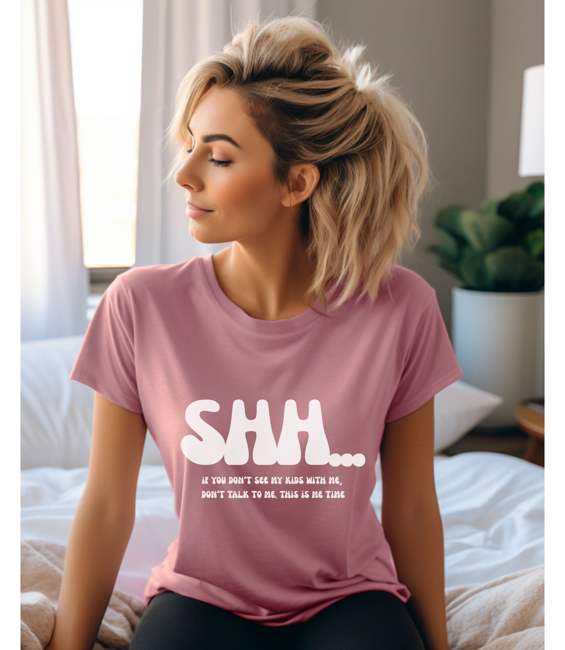 Casual Statement Tee | 'SHH...' Graphic Unisex Jersey Short Sleeve Shirt, Relaxed Fit, Comfortable Everyday Wear, Mom Life